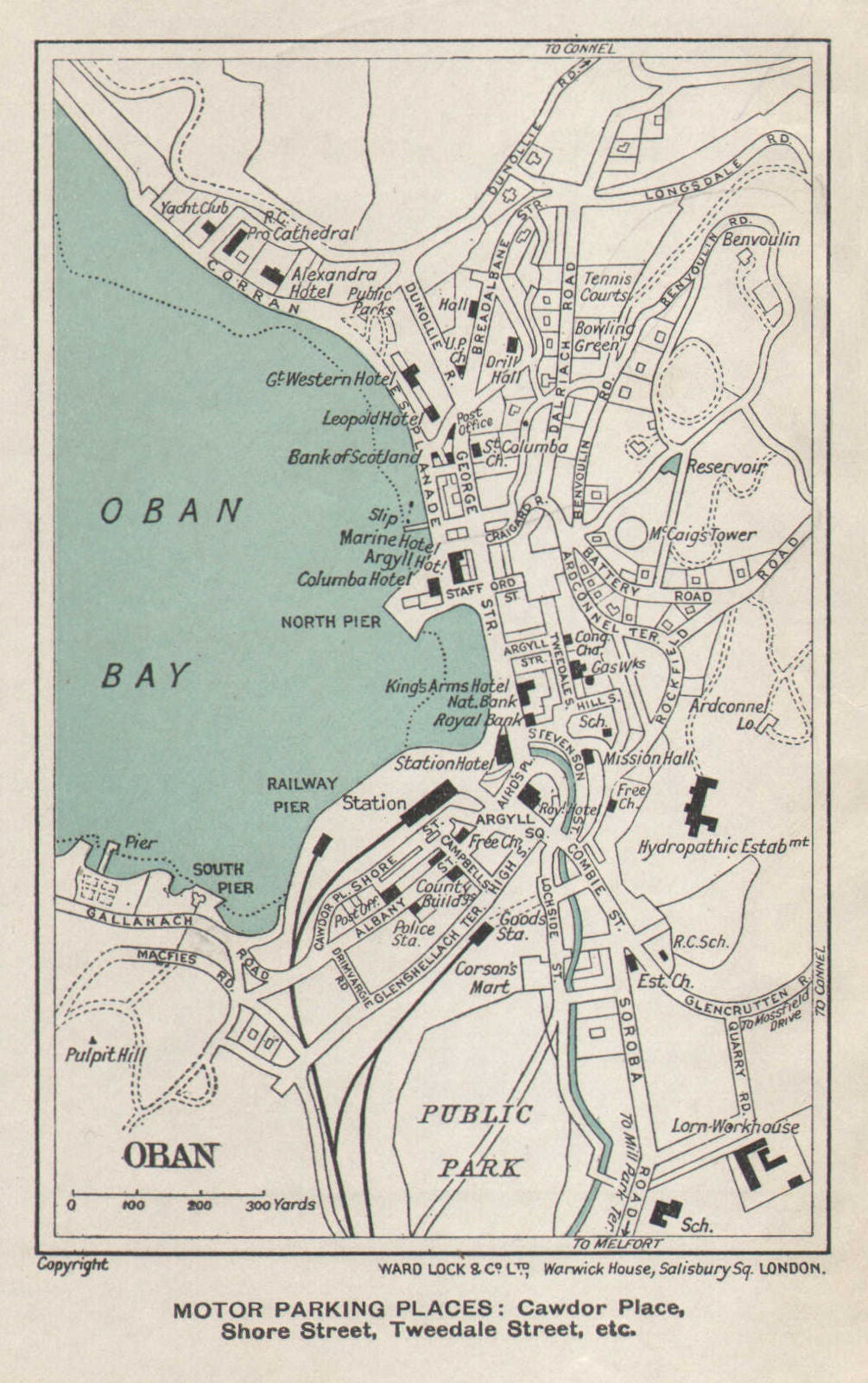 OBAN vintage tourist town city plan. Scotland. WARD LOCK 1934 old vintage map